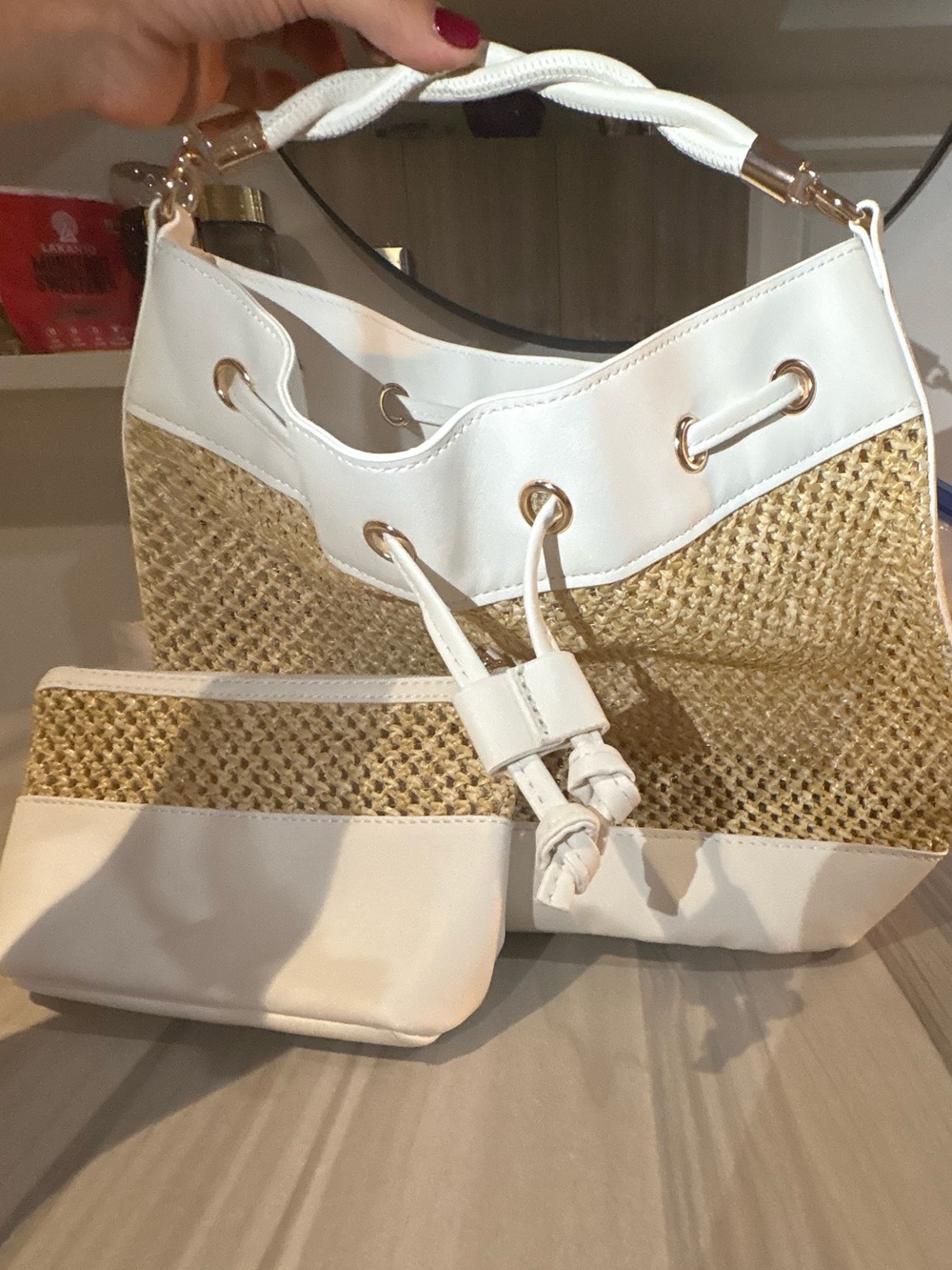 Raffia Bag and Pouch Set